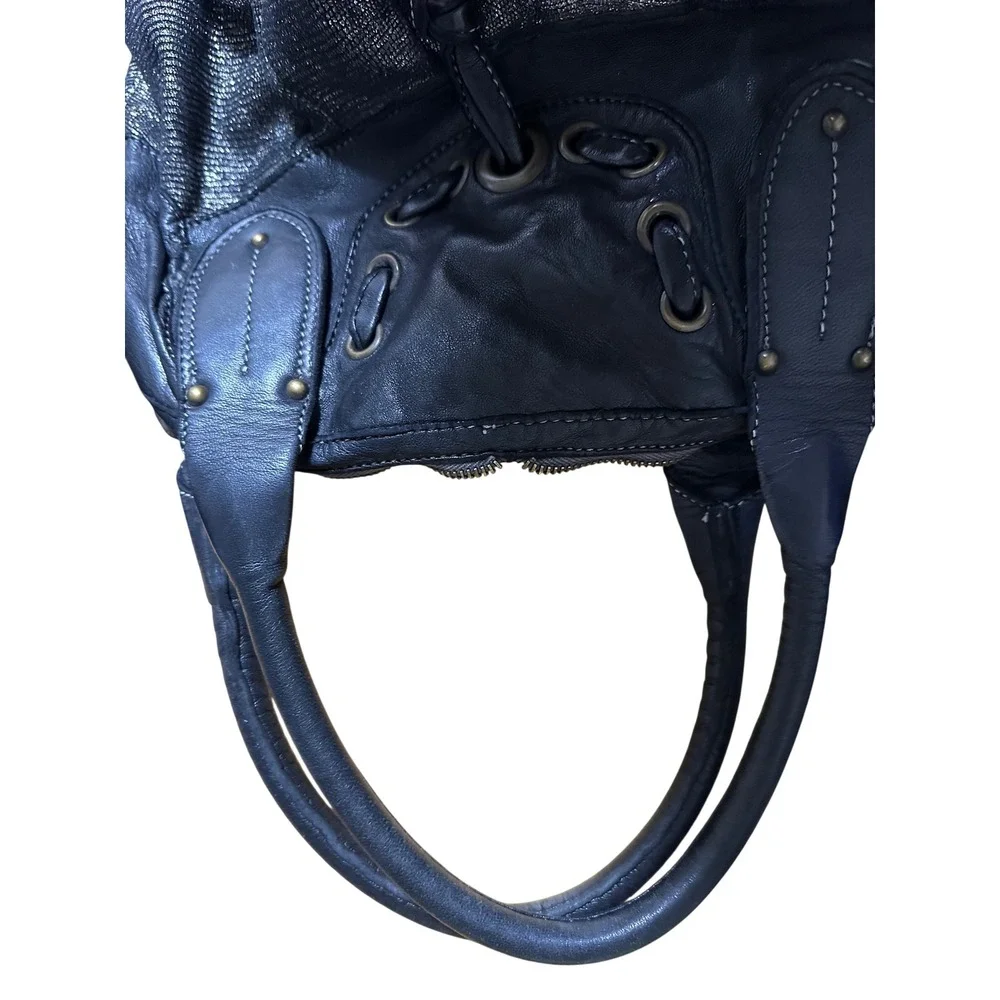 Giorgio Brato Leather Satchel Metallic Textured Tassel Bag Italy Y2K